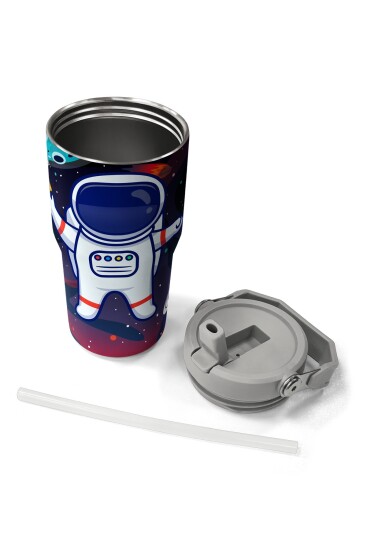 Coral High Saks Mavi Astronot Desenli Katlanır Ağızlıklı Çelik Termos 600ml 38919 - 7