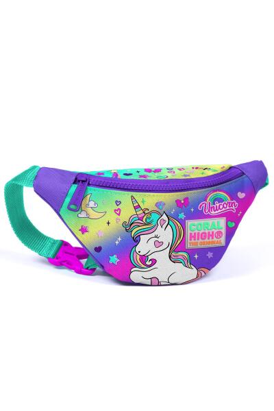 Coral High Kids Lavanta Su Yeşili Unicorn Desenli Bel Çantası 12601 - 1