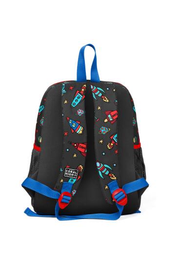 Coral High Kids Koyu Gri Kırmızı Uzay Desenli İki Bölmeli Okul Sırt Çantası 23311 - 3
