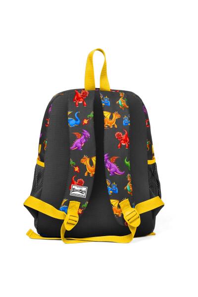 Coral High Kids Koyu Gri Ejderha Desenli İki Bölmeli İlkokul Sırt Çantası 23314 - 3