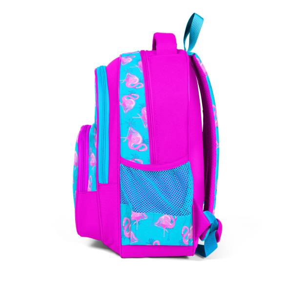 Coral High Kids Pembe Mavi Flamingo Desenli Üç Bölmeli Okul Sırt Çantası 23405 - 2