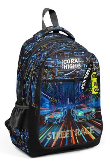 Coral High Kids Renkli Yarış Arabası Desenli 3’lü Okul Çanta Seti SET0133259 - 2