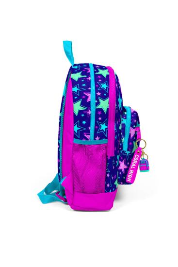 Coral High Kids Saks Pembe Yıldız Desenli Dört Bölmeli USB'li Okul Sırt Çantası 23271 - 6