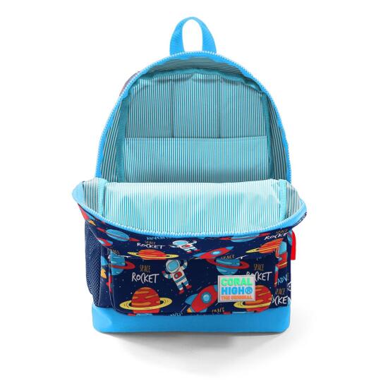Coral High Kids Lacivert Mavi Uzay Desenli Dört Bölmeli USB'li Okul Sırt Çantası 23280 - 4