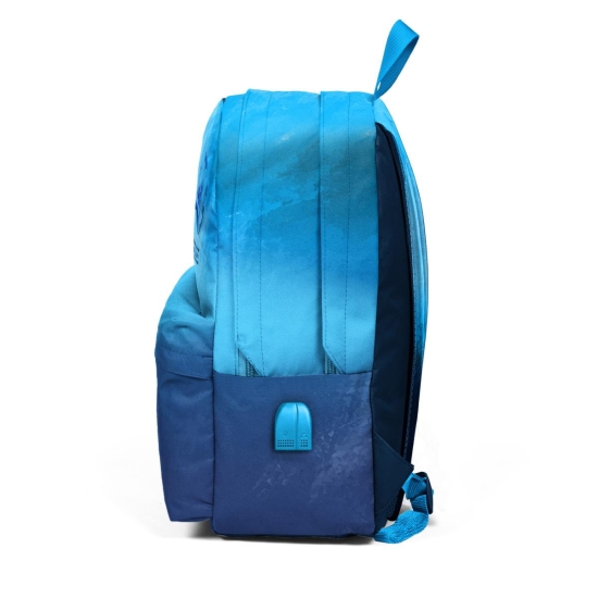 Coral High Lacivert Mavi Renk Geçişli Üç Bölmeli USB Şarjlı Kulaklık Çıkışlı Okul Sırt Çantası 23428 - 3