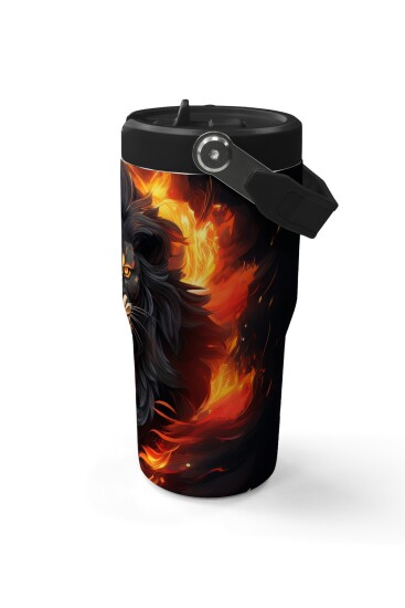 Coral High Siyah Aslan Desenli Katlanır Ağızlıklı Çelik Termos 600 ml 38921 - 6