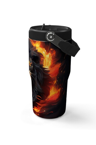 Coral High Siyah Aslan Desenli Katlanır Ağızlıklı Çelik Termos 600 ml 38921 - 6