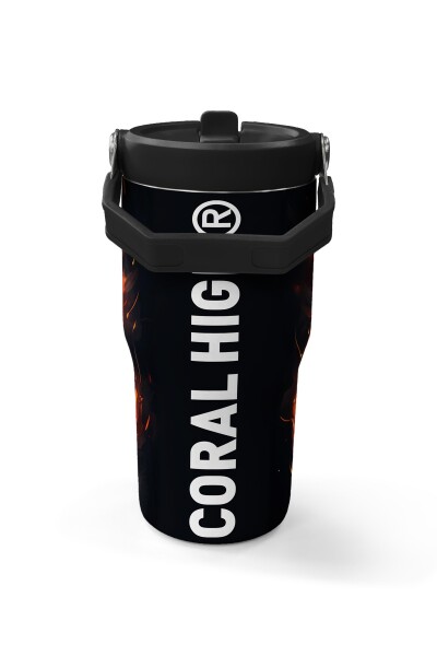 Coral High Siyah Aslan Desenli Katlanır Ağızlıklı Çelik Termos 600 ml 38921 - 5