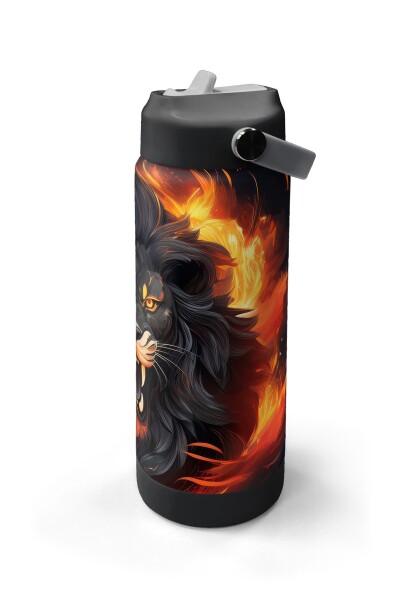 Coral High Siyah Aslan Desenli Katlanır Ağızlıklı Çelik Termos 650 ml 38391 - 4