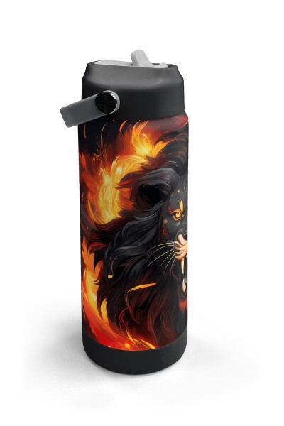Coral High Siyah Aslan Desenli Katlanır Ağızlıklı Çelik Termos 650 ml 38391 - 3