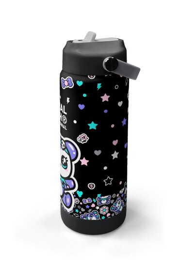 Coral High Siyah Ayıcık Desenli Katlanır Ağızlıklı Çelik Termos 650 ml 38324 - 4