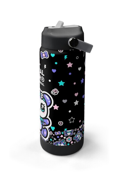 Coral High Siyah Ayıcık Desenli Katlanır Ağızlıklı Çelik Termos 650 ml 38324 - 4