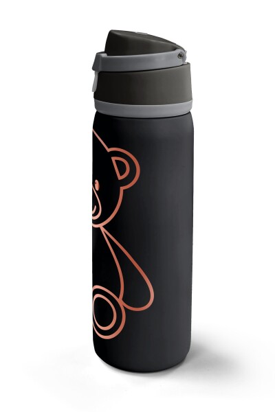 Coral High Siyah Ayıcık Desenli Pipetli ve Direkt İçim Çelik Termos 800 ml 38591 - 5