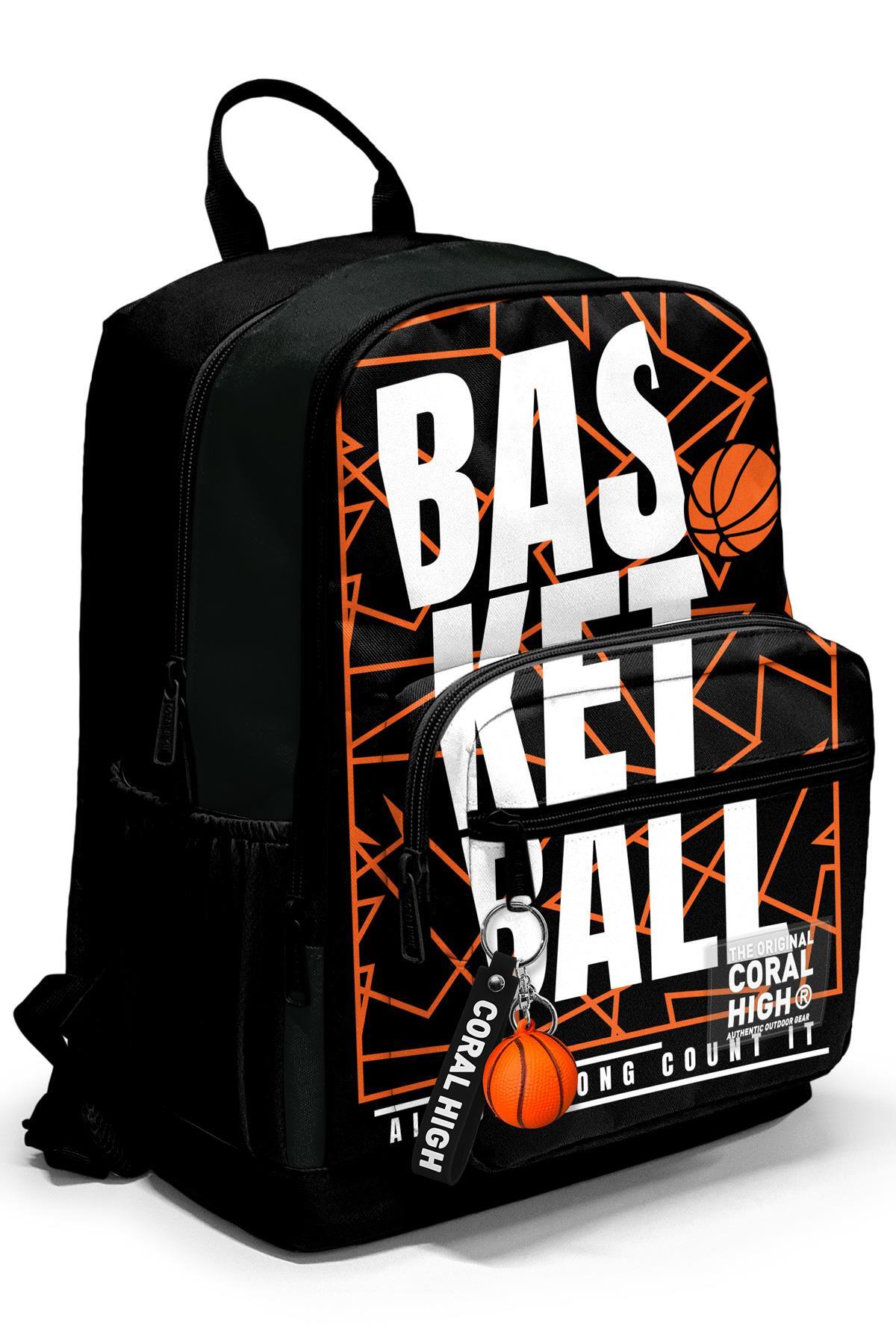 Coral High Siyah Basketbol Desenli Okul Sırt Çantası 23639