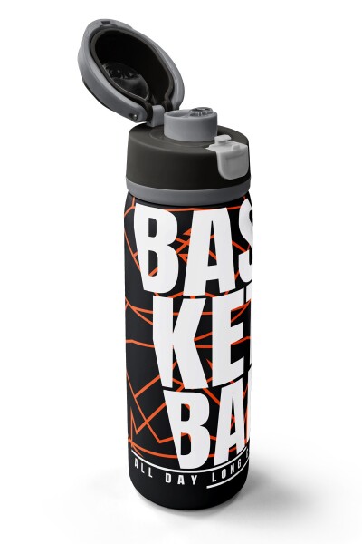 Coral High Siyah Basketbol Desenli Pipetli ve Direkt İçim Çelik Termos 800 ml 38528 - 3