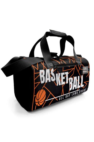 Coral High Siyah Basketbol Desenli Spor Çantası 27536 - Coral High