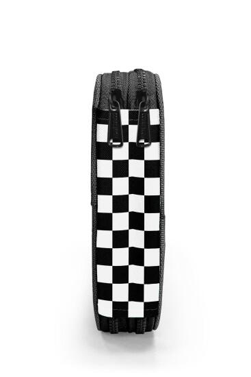 Coral High Siyah Beyaz Dama Desenli Çift Katlı Kalem Çanta 11146 - 8