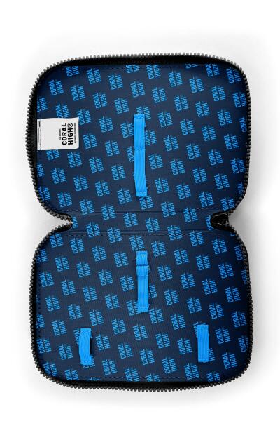 Coral High Siyah Beyaz Dama Desenli Çift Katlı Kalem Çanta 11146 - 6