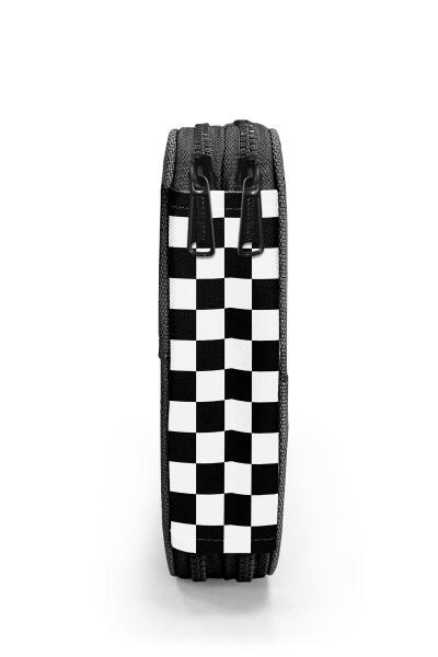 Coral High Siyah Beyaz Dama Desenli Çift Katlı Kalem Çanta 11146 - 8