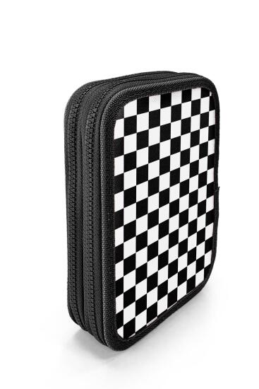 Coral High Siyah Beyaz Dama Desenli Çift Katlı Kalem Çanta 11146 - 3