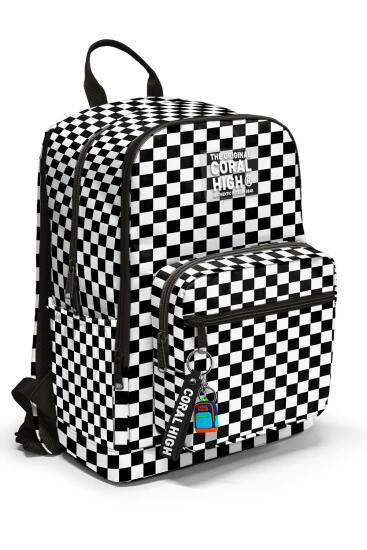 Coral High Siyah Beyaz Dama Desenli Okul Sırt Çantası 23677 - Coral High