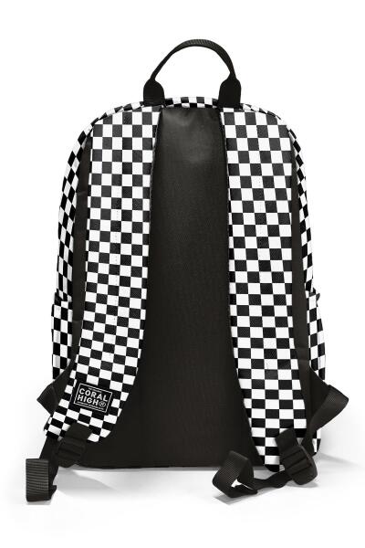 Coral High Siyah Beyaz Dama Desenli Okul Sırt Çantası 23677 - 2