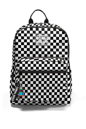 Coral High Siyah Beyaz Dama Desenli Okul Sırt Çantası 23677 - 6