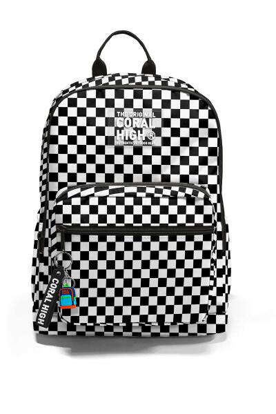 Coral High Siyah Beyaz Dama Desenli Okul Sırt Çantası 23677 - 6