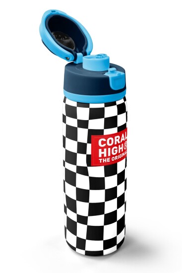 Coral High Siyah Beyaz Dama Desenli Pipetli ve Direkt İçim Çelik Termos 800 ml 38512 - 3