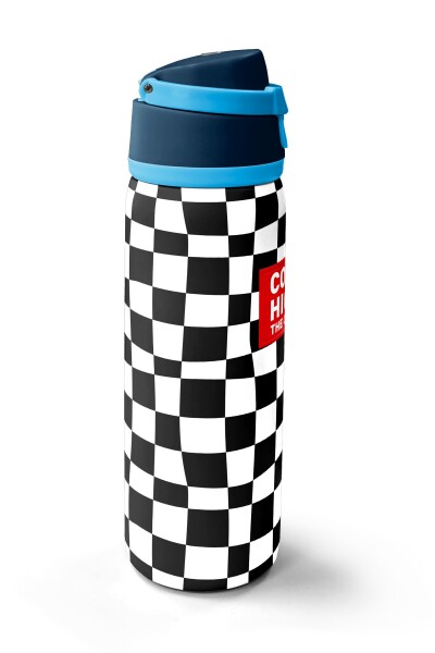 Coral High Siyah Beyaz Dama Desenli Pipetli ve Direkt İçim Çelik Termos 800 ml 38512 - 4