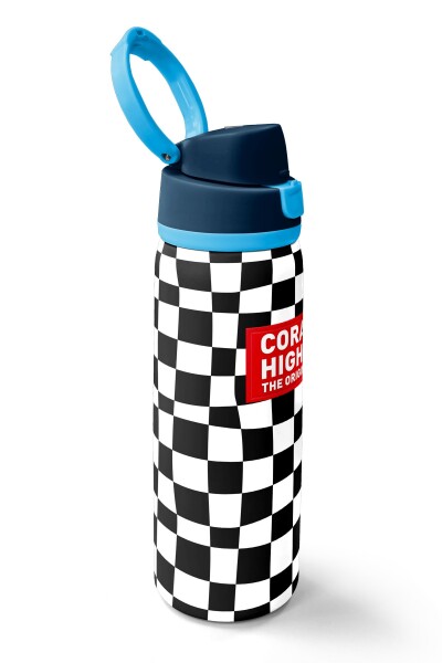 Coral High Siyah Beyaz Dama Desenli Pipetli ve Direkt İçim Çelik Termos 800 ml 38512 - 2