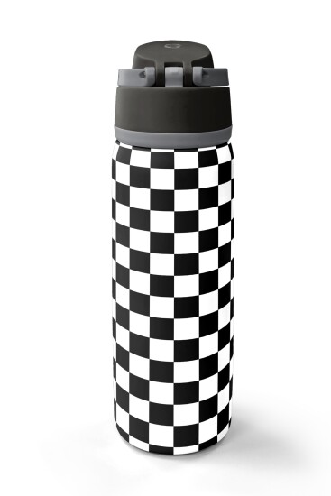 Coral High Siyah Beyaz Dama Desenli Pipetli ve Direkt İçim Çelik Termos 800 ml 38538 - 6