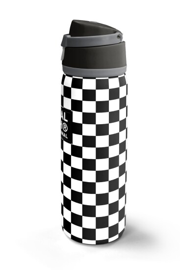 Coral High Siyah Beyaz Dama Desenli Pipetli ve Direkt İçim Çelik Termos 800 ml 38538 - 5