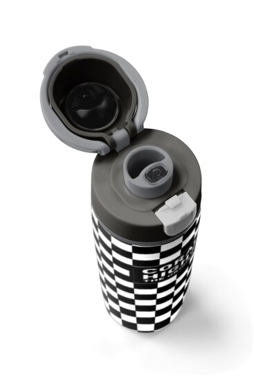Coral High Siyah Beyaz Dama Desenli Pipetli ve Direkt İçim Çelik Termos 800 ml 38538 - 7