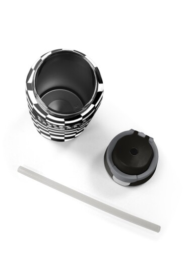 Coral High Siyah Beyaz Dama Desenli Pipetli ve Direkt İçim Çelik Termos 800 ml 38538 - 8