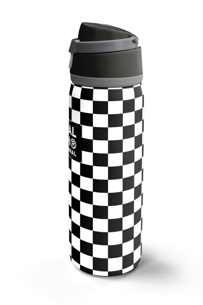 Coral High Siyah Beyaz Dama Desenli Pipetli ve Direkt İçim Çelik Termos 800 ml 38538 - 5