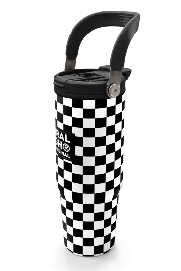 Coral High Siyah Beyaz Dama Desenli Pipetli ve Direkt İçim Çelik Termos 900 ml 38717 - 4