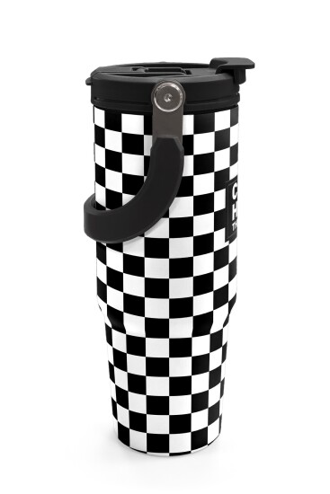 Coral High Siyah Beyaz Dama Desenli Pipetli ve Direkt İçim Çelik Termos 900 ml 38717 - 6