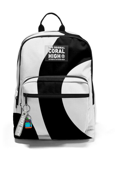 Coral High Siyah Beyaz Desenli Okul Sırt Çantası 23687 - 6