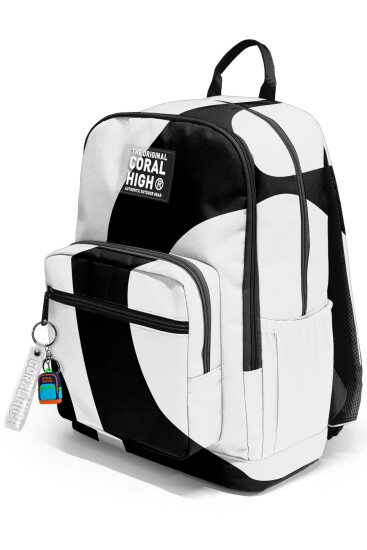 Coral High Siyah Beyaz Desenli Okul Sırt Çantası 23687 - 7