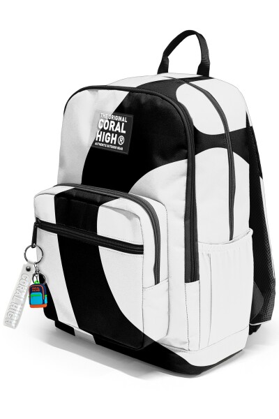 Coral High Siyah Beyaz Desenli Okul Sırt Çantası 23687 - 7
