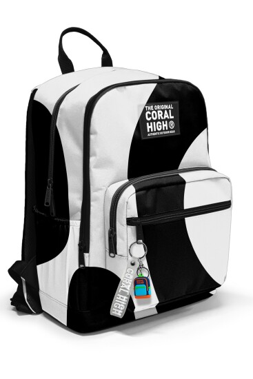 Coral High Siyah Beyaz Desenli Okul Sırt Çantası 23687 - Coral High