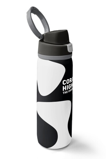 Coral High Siyah Beyaz Desenli Pipetli ve Direkt İçim Çelik Termos 800 ml 38547 - 2