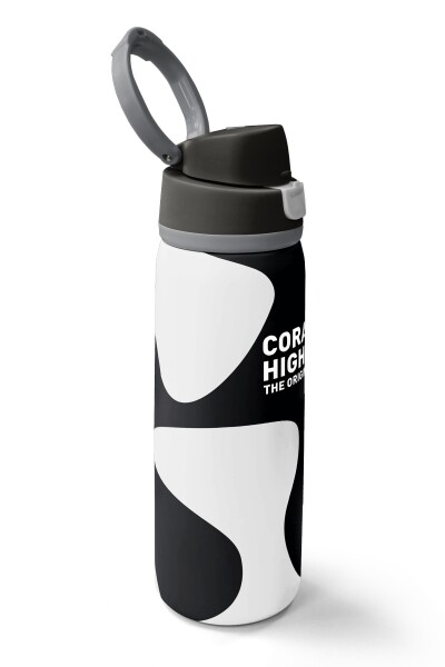 Coral High Siyah Beyaz Desenli Pipetli ve Direkt İçim Çelik Termos 800 ml 38547 - 2