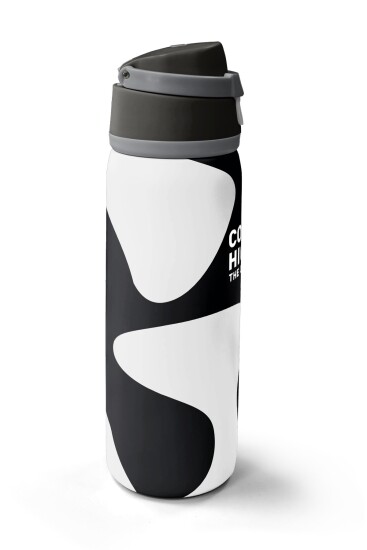 Coral High Siyah Beyaz Desenli Pipetli ve Direkt İçim Çelik Termos 800 ml 38547 - 4