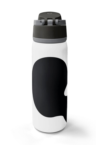 Coral High Siyah Beyaz Desenli Pipetli ve Direkt İçim Çelik Termos 800 ml 38547 - 6