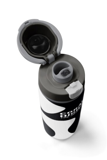 Coral High Siyah Beyaz Desenli Pipetli ve Direkt İçim Çelik Termos 800 ml 38547 - 7