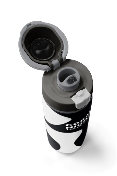 Coral High Siyah Beyaz Desenli Pipetli ve Direkt İçim Çelik Termos 800 ml 38547 - 7