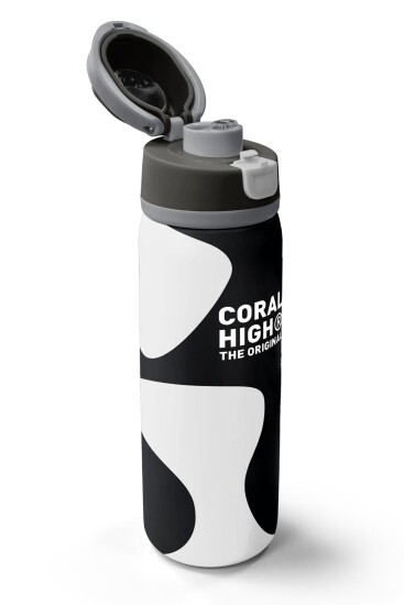 Coral High Siyah Beyaz Desenli Pipetli ve Direkt İçim Çelik Termos 800 ml 38547 - 3