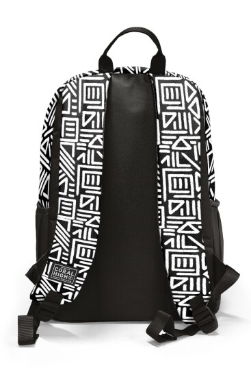 Coral High Siyah Beyaz Geomatrik Desenli 3’lü Okul Çanta Seti SET0123682 - 4